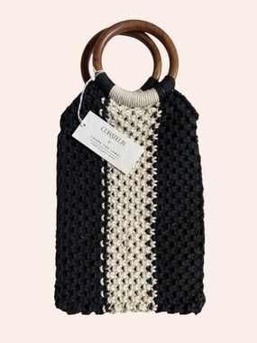 NWT Curateur x Laude the Label The Gabby Macramé Bag Off-White Black Coquette